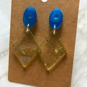 Blue & glitter chandelier earrings